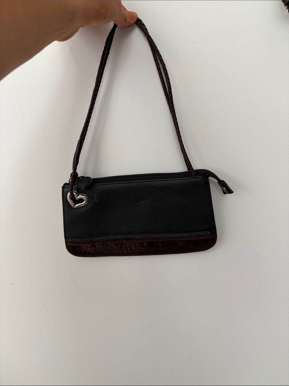 Vintage Black and Brown Leather Shoulder Bag